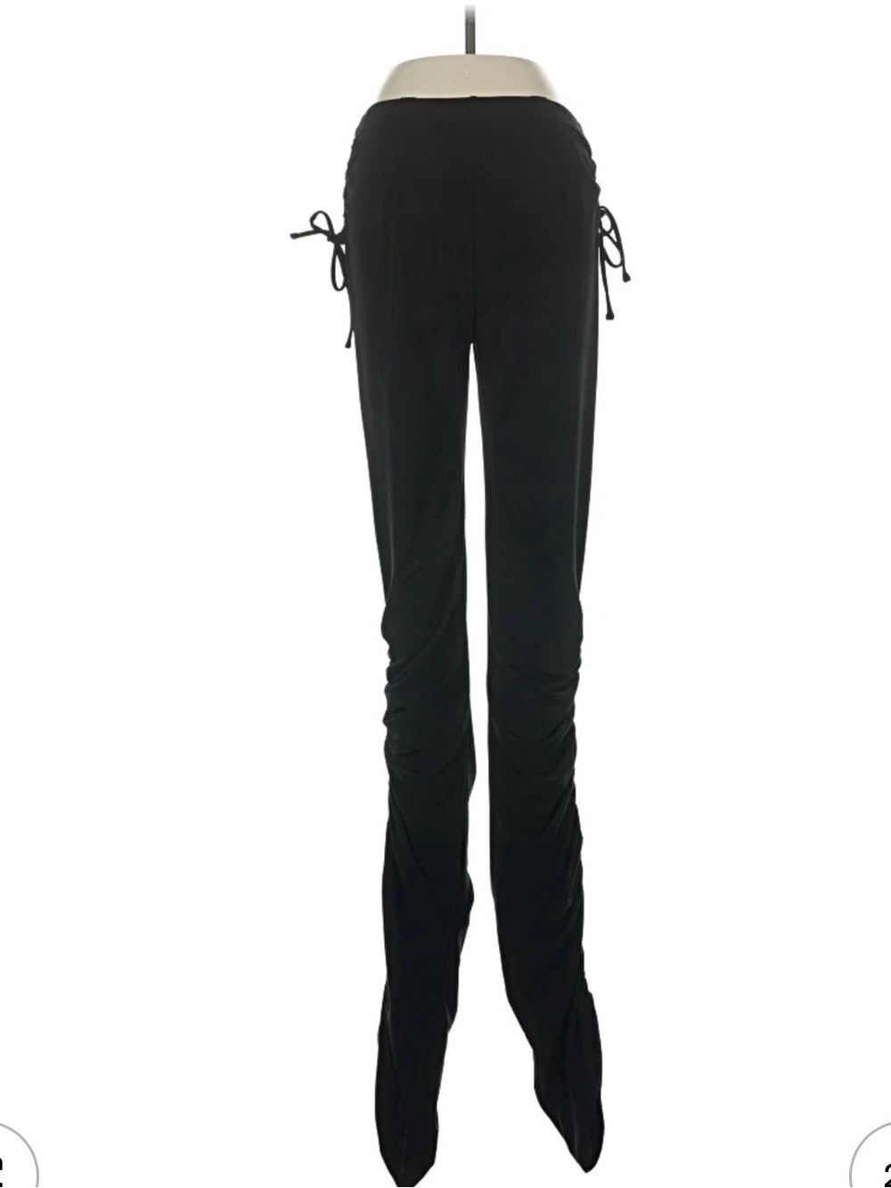 KHY Ruched Pants Black Drawstring Stretch Jersey Size XS